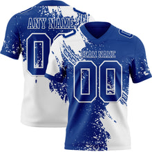 Load image into Gallery viewer, Custom Royal White 3D Pattern Abstract Brush Stroke Authentic Football Jersey
