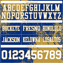Load image into Gallery viewer, Custom Royal White-Old Gold 3D Pattern Abstract Brush Stroke Authentic Football Jersey
