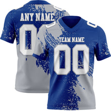 Load image into Gallery viewer, Custom Royal White-Gray 3D Pattern Abstract Brush Stroke Authentic Football Jersey
