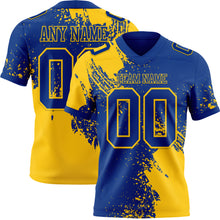Load image into Gallery viewer, Custom Royal Yellow 3D Pattern Abstract Brush Stroke Authentic Football Jersey
