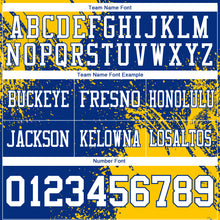 Load image into Gallery viewer, Custom Royal White-Gold 3D Pattern Abstract Brush Stroke Authentic Football Jersey
