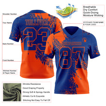 Load image into Gallery viewer, Custom Royal Orange 3D Pattern Abstract Brush Stroke Authentic Football Jersey
