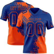 Load image into Gallery viewer, Custom Royal Orange 3D Pattern Abstract Brush Stroke Authentic Football Jersey
