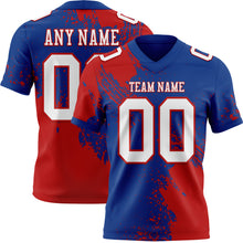 Load image into Gallery viewer, Custom Royal White-Red 3D Pattern Abstract Brush Stroke Authentic Football Jersey
