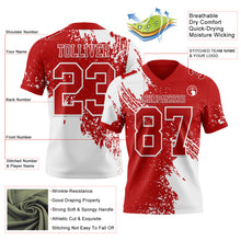 Load image into Gallery viewer, Custom Red White 3D Pattern Abstract Brush Stroke Authentic Football Jersey
