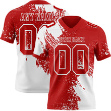 Load image into Gallery viewer, Custom Red White 3D Pattern Abstract Brush Stroke Authentic Football Jersey
