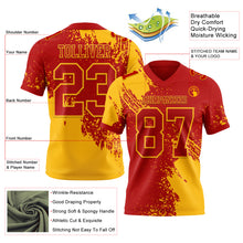 Charger l&#39;image dans la galerie, Custom Red Gold 3D Pattern Abstract Brush Stroke Authentic Football Jersey
