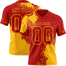 Charger l&#39;image dans la galerie, Custom Red Gold 3D Pattern Abstract Brush Stroke Authentic Football Jersey
