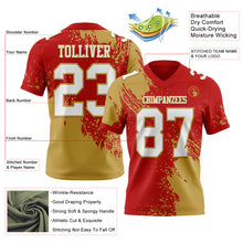 Laden Sie das Bild in den Galerie-Viewer, Custom Red White-Old Gold 3D Pattern Abstract Brush Stroke Authentic Football Jersey
