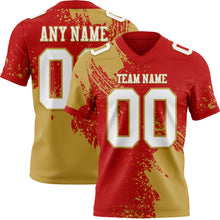 Laden Sie das Bild in den Galerie-Viewer, Custom Red White-Old Gold 3D Pattern Abstract Brush Stroke Authentic Football Jersey
