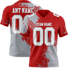 Charger l&#39;image dans la galerie, Custom Red White-Gray 3D Pattern Abstract Brush Stroke Authentic Football Jersey
