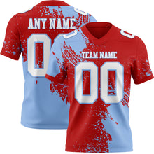 Load image into Gallery viewer, Custom Red White-Light Blue 3D Pattern Abstract Brush Stroke Authentic Football Jersey
