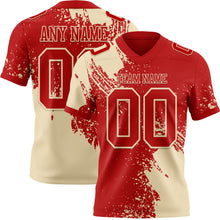 Charger l&#39;image dans la galerie, Custom Red Cream 3D Pattern Abstract Brush Stroke Authentic Football Jersey
