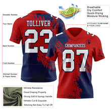 Charger l&#39;image dans la galerie, Custom Red White-Navy 3D Pattern Abstract Brush Stroke Authentic Football Jersey
