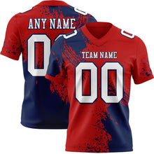 Charger l&#39;image dans la galerie, Custom Red White-Navy 3D Pattern Abstract Brush Stroke Authentic Football Jersey
