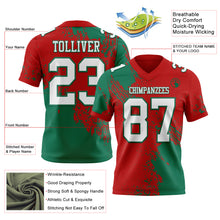 Load image into Gallery viewer, Custom Red White-Kelly Green 3D Pattern Abstract Brush Stroke Authentic Football Jersey
