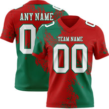 Load image into Gallery viewer, Custom Red White-Kelly Green 3D Pattern Abstract Brush Stroke Authentic Football Jersey
