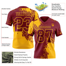 Charger l&#39;image dans la galerie, Custom Crimson Gold 3D Pattern Abstract Brush Stroke Authentic Football Jersey
