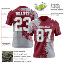 Charger l&#39;image dans la galerie, Custom Crimson White-Gray 3D Pattern Abstract Brush Stroke Authentic Football Jersey
