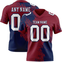 Charger l&#39;image dans la galerie, Custom Crimson White-Navy 3D Pattern Abstract Brush Stroke Authentic Football Jersey
