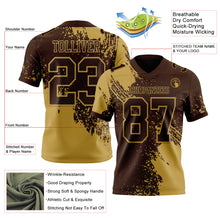 Laden Sie das Bild in den Galerie-Viewer, Custom Brown Old Gold 3D Pattern Abstract Brush Stroke Authentic Football Jersey
