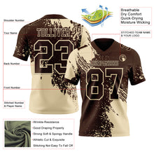 Charger l&#39;image dans la galerie, Custom Brown Cream 3D Pattern Abstract Brush Stroke Authentic Football Jersey
