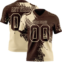 Charger l&#39;image dans la galerie, Custom Brown Cream 3D Pattern Abstract Brush Stroke Authentic Football Jersey
