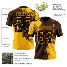 Laden Sie das Bild in den Galerie-Viewer, Custom Brown Gold 3D Pattern Abstract Brush Stroke Authentic Football Jersey
