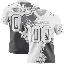 Load image into Gallery viewer, Custom White Steel Gray 3D Pattern Abstract Brush Stroke Authentic Football Jersey
