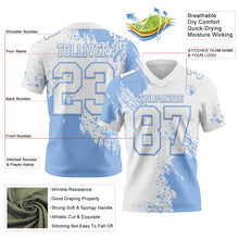 Laden Sie das Bild in den Galerie-Viewer, Custom White Light Blue 3D Pattern Abstract Brush Stroke Authentic Football Jersey

