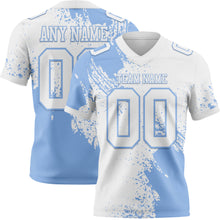 Laden Sie das Bild in den Galerie-Viewer, Custom White Light Blue 3D Pattern Abstract Brush Stroke Authentic Football Jersey
