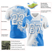 Laden Sie das Bild in den Galerie-Viewer, Custom White Powder Blue 3D Pattern Abstract Brush Stroke Authentic Football Jersey
