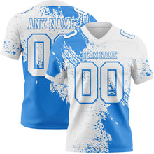 Laden Sie das Bild in den Galerie-Viewer, Custom White Powder Blue 3D Pattern Abstract Brush Stroke Authentic Football Jersey
