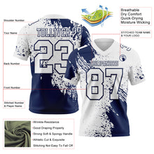 Laden Sie das Bild in den Galerie-Viewer, Custom White Navy 3D Pattern Abstract Brush Stroke Authentic Football Jersey
