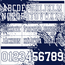 Laden Sie das Bild in den Galerie-Viewer, Custom White Navy 3D Pattern Abstract Brush Stroke Authentic Football Jersey

