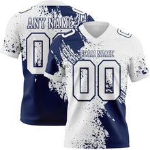 Laden Sie das Bild in den Galerie-Viewer, Custom White Navy 3D Pattern Abstract Brush Stroke Authentic Football Jersey
