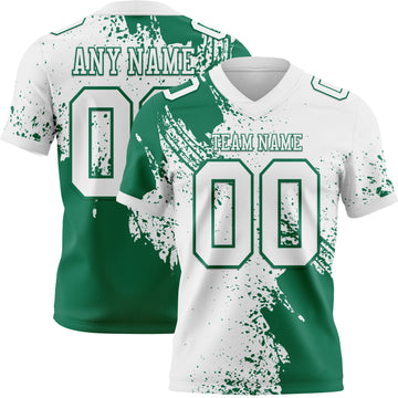 Custom White Kelly Green 3D Pattern Abstract Brush Stroke Mesh Authentic Football Jersey