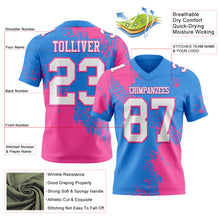 Load image into Gallery viewer, Custom Powder Blue White-Pink 3D Pattern Abstract Brush Stroke Authentic Football Jersey
