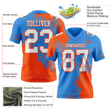Laden Sie das Bild in den Galerie-Viewer, Custom Powder Blue White-Orange 3D Pattern Abstract Brush Stroke Authentic Football Jersey
