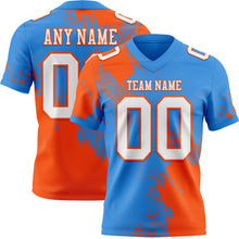 Laden Sie das Bild in den Galerie-Viewer, Custom Powder Blue White-Orange 3D Pattern Abstract Brush Stroke Authentic Football Jersey
