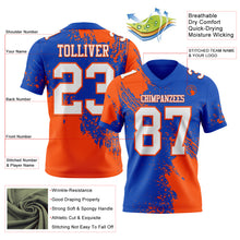 Load image into Gallery viewer, Custom Thunder Blue White-Orange 3D Pattern Abstract Brush Stroke Authentic Football Jersey
