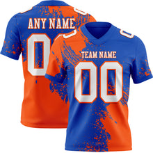 Load image into Gallery viewer, Custom Thunder Blue White-Orange 3D Pattern Abstract Brush Stroke Authentic Football Jersey
