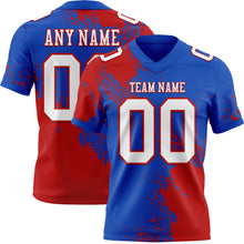 Laden Sie das Bild in den Galerie-Viewer, Custom Thunder Blue White-Red 3D Pattern Abstract Brush Stroke Authentic Football Jersey
