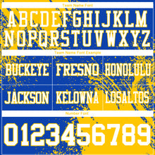 Load image into Gallery viewer, Custom Thunder Blue White-Yellow 3D Pattern Abstract Brush Stroke Authentic Football Jersey

