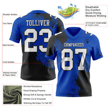 Load image into Gallery viewer, Custom Thunder Blue White-Black 3D Pattern Abstract Brush Stroke Authentic Football Jersey
