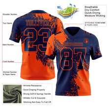 Load image into Gallery viewer, Custom Navy Orange 3D Pattern Abstract Brush Stroke Authentic Football Jersey

