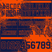 Load image into Gallery viewer, Custom Navy Orange 3D Pattern Abstract Brush Stroke Authentic Football Jersey
