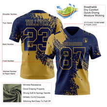 Laden Sie das Bild in den Galerie-Viewer, Custom Navy Old Gold 3D Pattern Abstract Brush Stroke Authentic Football Jersey
