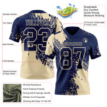 Load image into Gallery viewer, Custom Navy Cream 3D Pattern Abstract Brush Stroke Authentic Football Jersey
