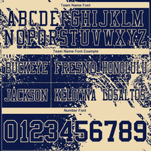 Load image into Gallery viewer, Custom Navy Cream 3D Pattern Abstract Brush Stroke Authentic Football Jersey
